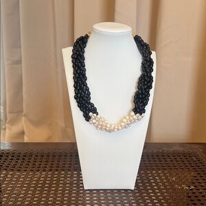 WHBM Elegant Black and White Beaded Necklace